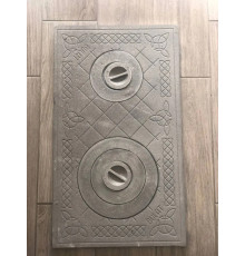 Плита чавунна пічна з кільцями 410х710 мм. Плита пічна 2х комфоркова з візерунком.