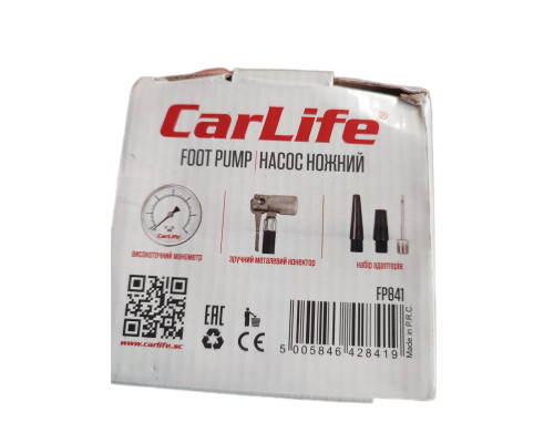 Насос ножний 1 циліндр метал. з маном. 6 атм (80х130) CarLife