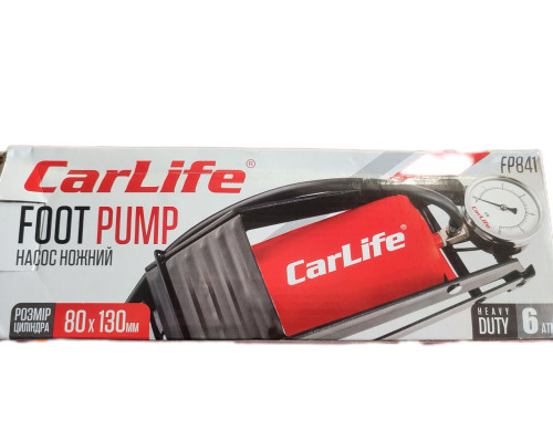 Насос ножний 1 циліндр метал. з маном. 6 атм (80х130) CarLife