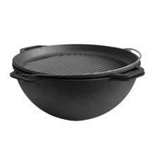 Казан чавунний азіатський із кришкою-сковородою гриль, 10 л Brizoll, Брізол