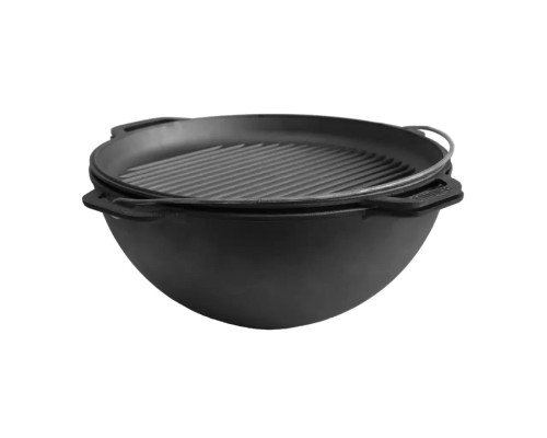 Казан чавунний азіатський із кришкою-сковородою гриль, 10 л Brizoll, Брізол