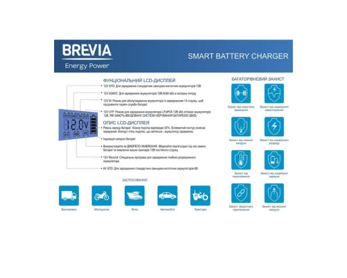 Зарядний пристрій АКБ Brevia 21000EP Power 1000 6V/12V 10A LiFePO4