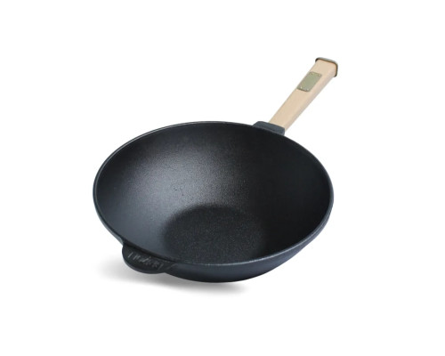 Сковорода чавунна з дерев`яною ручкою WOK 2,8 л ТМ BRIZOLL