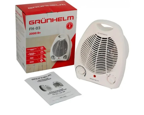 Тепловентилятор дуйка електрична спіральна Grunhelm FH-03 2000 Вт, Потужний настільний нагрівач для дому