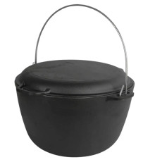 Казанок чавунний туристичний10л з кришкою-сковородою Brizoll, Брізол