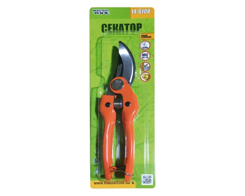 Секатор Mastertool суцільнометалевий 14-6108 190мм зріз косий 10мм